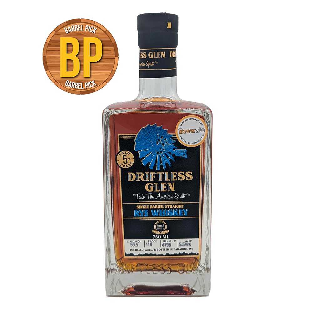 Driftless Glen Rye Whiskey Single Barrel | 119 Proof | Brewzle Exclusive | 750ml
